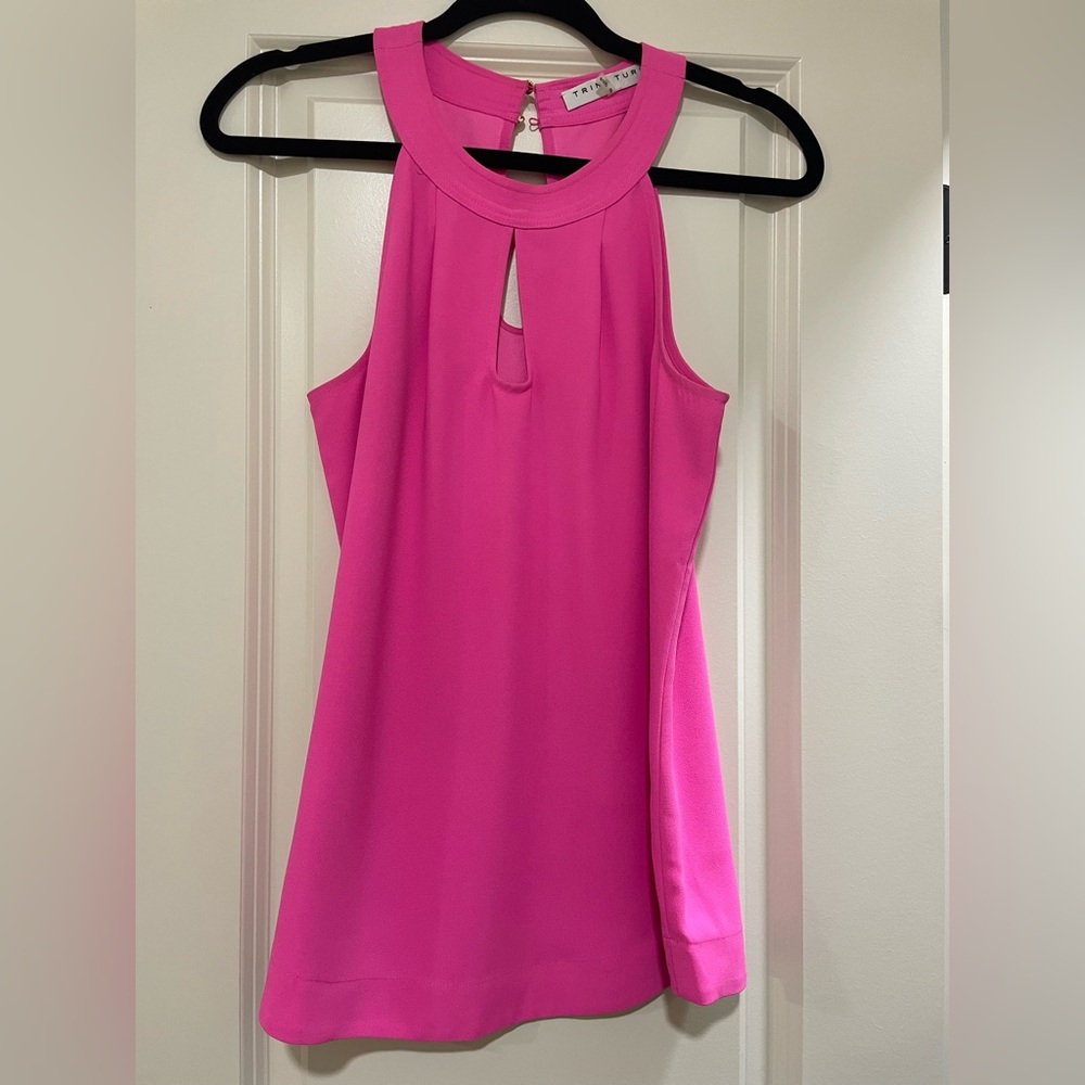 Hot pink Trinka Turk tank with keyhole at neckline